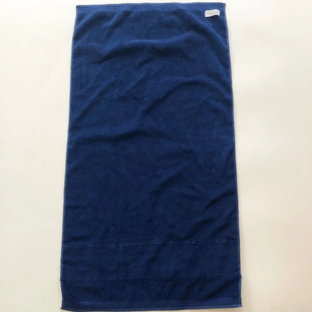 VTG Martex Zodiac 2 Bath Towels Blue w Damask Border Landscape Country Scene